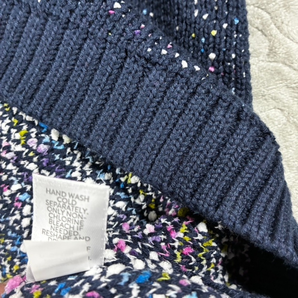 J Jill Snowflake Sweater Women's Size 2X Navy Blue Holiday Christmas Party - Picture 7 of 10
